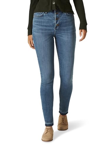 Jean slim taille haute Lee galbant à ourlet décousu et boutons