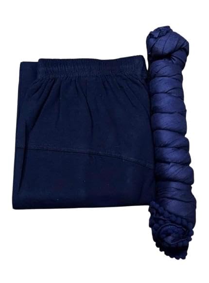 Cotton Blue Dar Blue Solid Leggings and Dupatta Set for Women and Girls-picture-25