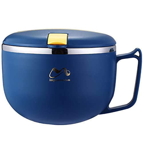 Instant-Nudeln Schüssel, 900ML-1200ML Auslaufsicher Nudelschale Edelstahl Bento-Box Mit Deckel Und Griff, Küchenzubehör Für Dessert, Gemüse, Obst, Ramen (Blau,1200ML) Cover