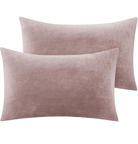 Image of Sands Premium Ultra Soft Woollen Pillow Cover Set of 2 for Winter with Zipper Closure, Cozy Pillow Case Perfect for Warmth, Flannel Warm Pillowcases, King size-18X28 Inches (Light Pink)
