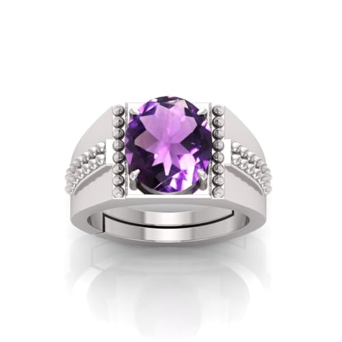 Bague améthyste 12 carats d'exception et son anneau ajustable plaqué argent