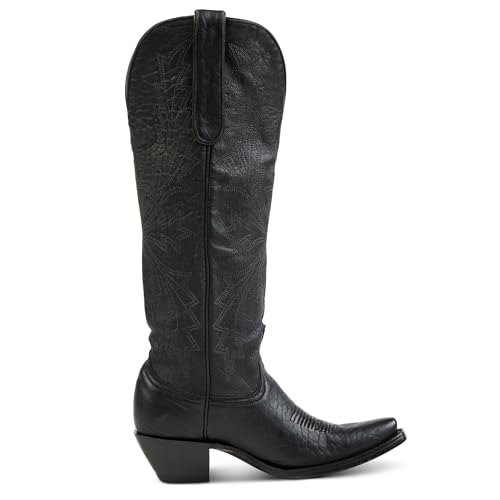 Knee High Cowboy Boots Women Retro Slip On with Classic Embroidery Pointed Toe, and Chunky Low Heel for Western Style4