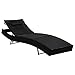 vidaXL Chaise Longue Noir Résine Tressée Bain de Soleil Patio Transat Jardin