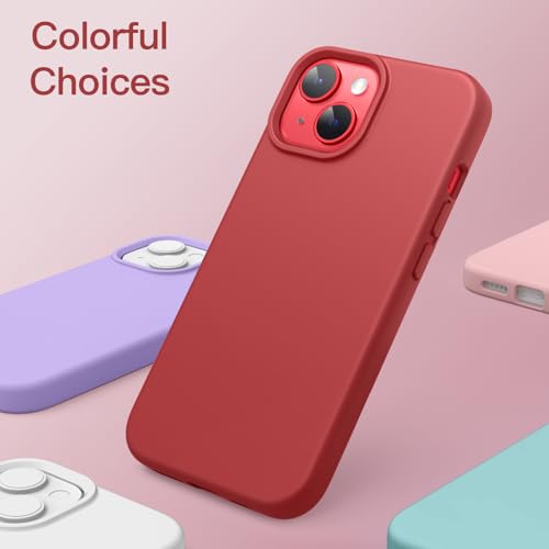 Jetech Cover Silicone Per Iphone 14 6,1 Pollici, Protettiva Per Tutto Il Corpo Morbida Al Tatto, Custodia Antiurto Con Fodera In Microfibra (Rosso) - 6