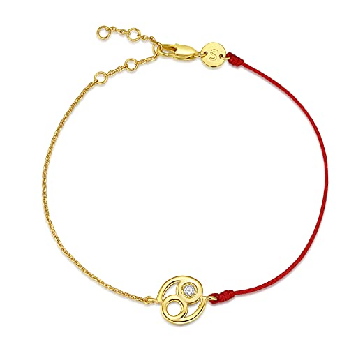 Red String Bracelets for Women Protection Constellation Link Chain Bracelet 18K Gold Plated Good Luck Bracelet Adjustable 12 Zodiac Cancer Bracelets Jewelry Gifts for Teen Girls