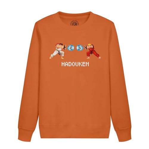 Sweatshirt enfant Hadouken en pixel art rétro pour petit gamer fan de jeux de combat 8 bits