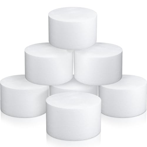 Suclain 6 Pack 8 x 4 Inch Round Foam Cake Dummies for Wedding Displays