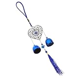 lurrose 青い邪眼風鈴 土耳其製メタルハンギングオーナメント 風鈴ベル付き バルコニー リビング ベッドルーム 玄関 用 保護と幸運をもたら