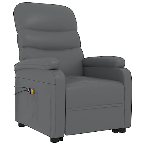 vidaXL Stand Up Massage Chair - Power Lift Function, 3-Reclining Positions, 6-Point Vibration Massage, Anthracite Faux Leather, Durable & Comfortable