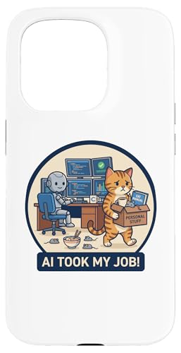 AI Took My Job Cat �ʔ��� �I�t�B�X ���[���A ���{�b�g �e�b�N �X�}�z�P�[�X iPhone 15 Pro �p