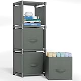 Mavivegue 3 Cube Storage Organizer, Closet Organizers and Storage, Cube Storage Shelf, Easy to Assemble with Storage Drawers, DIY Closet Cube Organizer for Bedroom, Living Room, Dorm Room - Grey