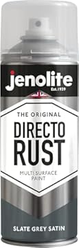 JENOLITE Directorust Spray Paint Satin Finish | SLATE GREY | 400ml | Direct To Rust Spray Paint For Metal | All-In-One Multi Surface Paint for Metal, Wood, Plastic, Ceramic | RAL 7031