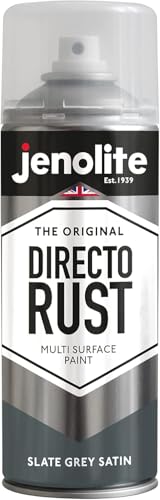 JENOLITE Directorust Spray Paint Satin Finish | SLATE GREY | 400ml | Direct To Rust Spray Paint For Metal | All-In-One Multi Surface Paint for Metal, Wood, Plastic, Ceramic | RAL 7031