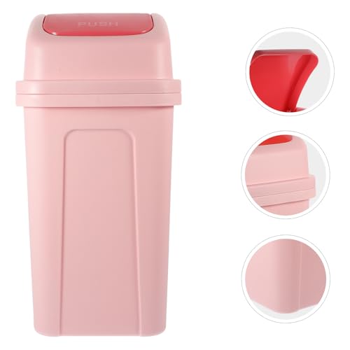 Caneca de basura plástica con tapa oscilante rosa miniatura 7