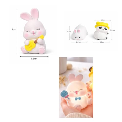 Image of Cute LED Night Lamp for Kids (Pack of 3) Panda & Bunny Toy Light | Baby Night Light | Return Gift, Birthday Gift, Room Decor Lamp | Soft Warm Glow | Battery Operated Mini Decorative Lamp