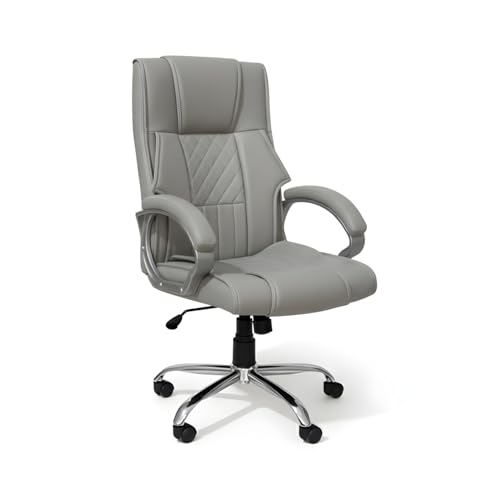 Image of activa Kim Ergonomic Office Chair| Premium Leatherette Chair with Padded Seat & Backrest| 3-Year Warranty | Adjustable Height Desk Chair for Work /Study /Gaming | Swivel Seating for Workstations (Grey)