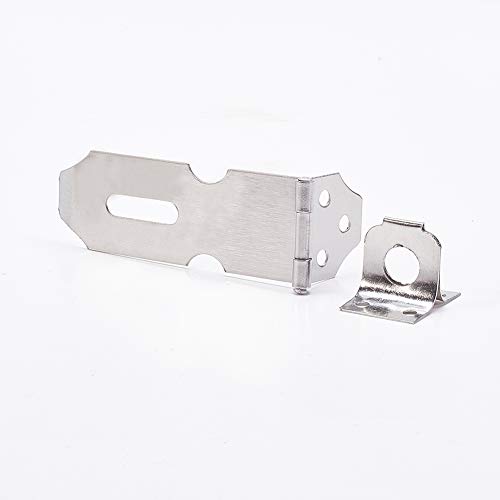 Image of MroMax Hasp Staple Padlock Latch, 128mm Length,Stainless Steel Furniture Cupboard Door Stainless Steel Silver Tone 5Pcs