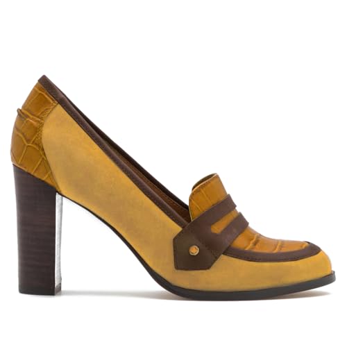 Image of MOOMMO Women Chunky Block Heel Pumps Closed Round Toe Slip On Oxford Loafers Shoes High Heels Snakeskin Work Pump Suede Loafer for Office Ladies Classic Formal Business Professional Fall 4-13 M US