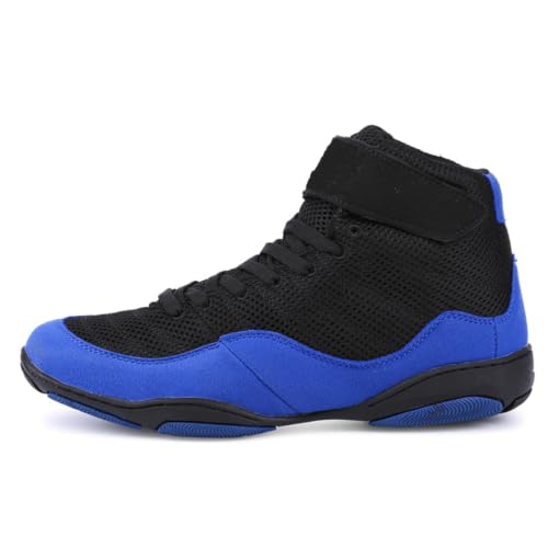 ZHENSI Zapatillas Boxeo Hombre Mujer Zapatillas Lucha Libre Jóvenes Niños Botas De Kickboxing Transpirables Ligeras para Sentadillas Levantamiento Pesas,Azul,41 EU