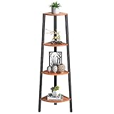 Corner Shelf 4 Tier Ladder Bookshelf Standing Plant Stand Rustic Display Storage Shelves for Bedroom, Living Room, Office, Kitchen by FURNINXS