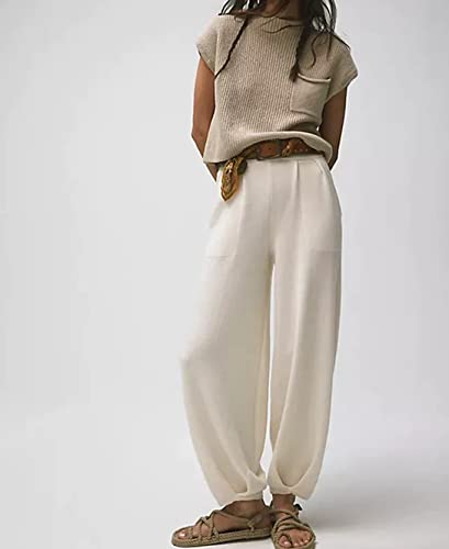 Missactiver Women Vintage Sleeveless Knit Sweater Vest Loose Fit Mock Neck Cap Sleeve Casual Tank Top With Front Pocket (As1, Alpha, S, Regular, Regular, Apricot) #TOP5