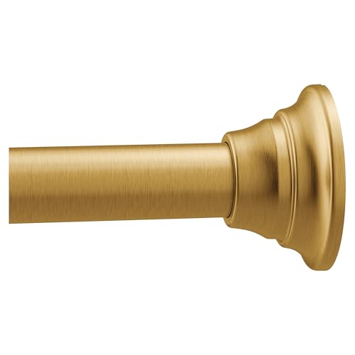Image of Moen TR1000BG 44-Inch to 72-Inch Adjustable Tension Mounted Straight Shower Curtain Rod, No Drilling Required, Brushed Gold Finish, Fits Standard Bathtubs