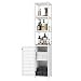 FOREHILL Estantería Bambú Baño con 3 Estantes, Armario Alto Baño, Mueble Estrecho Baño, con 1 Puerta, Blanco, 33x33x169cm