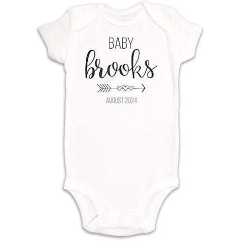 Kate & Meri Custom Baby Name Announcement Onesie©/Bodysuit | Personalized Baby Name Romper (3-6M) Cover