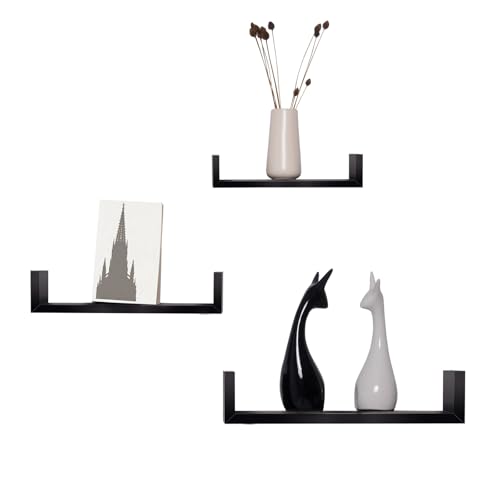 WOLTU Wandregal Wandboard 3er Set Retro Hängeregal,in U Form,Schwarz – Ansicht 4