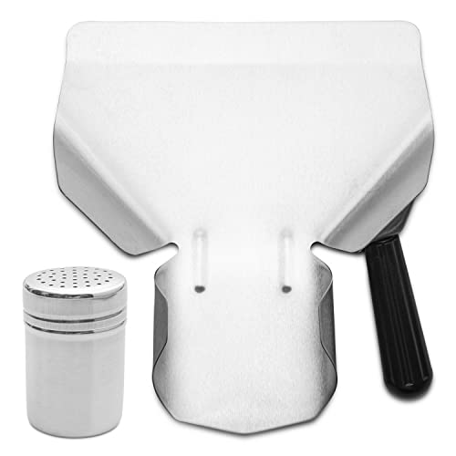 Popcorn Scoop and Salt Dredger Bundle - Stainless Steel Set, Non-Slip Handle, Twist Off Lid, No More Waste