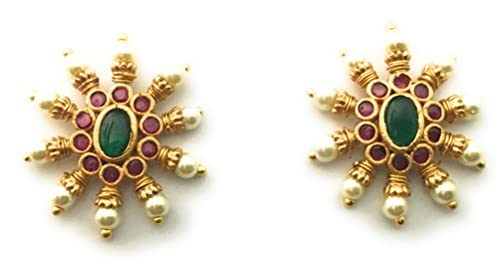 Image of Sasitrends Sasitrends Traditional Tops Gold Plated Ethnic Pearl Designer Studs Earrings for Women and Girls