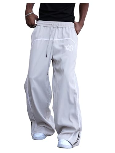 Men's Stacked Sweatpants Y2K Drawstring Waist Workout Joggers with Pockets