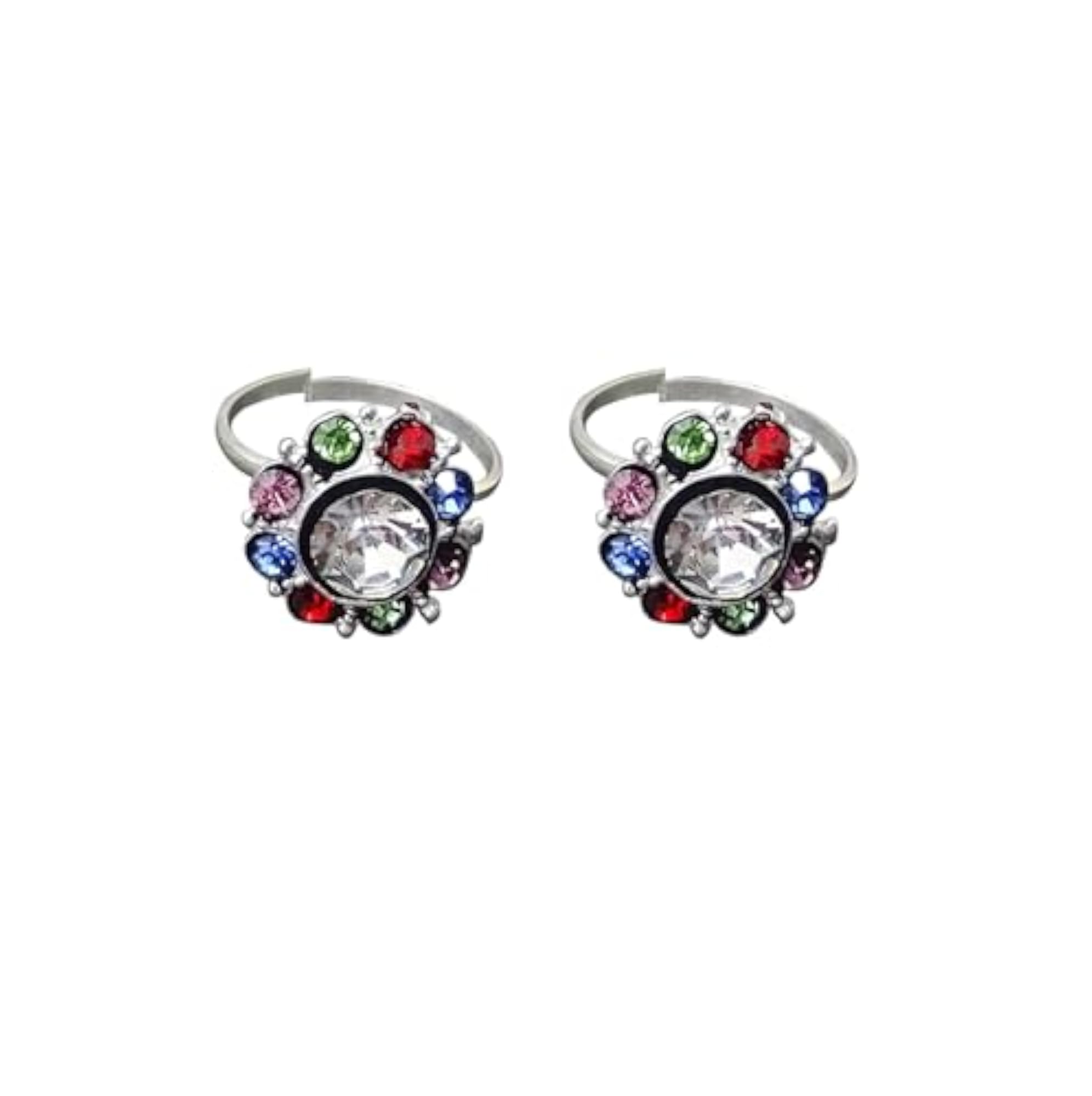 Women's Sterling Silver Abstract Pattern Design Toe Ring Set