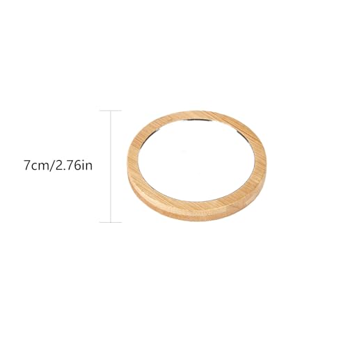 Espejo redondo de mano mini portátil madera 6 piezas miniatura 2