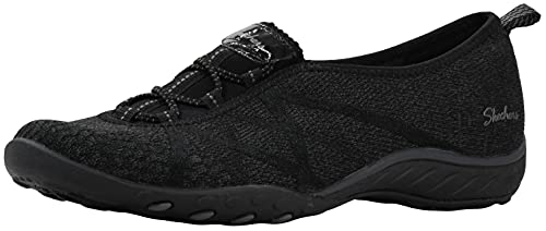 Skechers Women's Breathe-Easy-a Look Sneaker, Black, 7.5 W