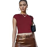 Design: Unser y2k top für Frauen verfügt über einen rückenfreien und offenen Rücken, einen Rundhalsausschnitt, kurze Ärmel, eine schmale Passform und mehrere Möglichkeiten, es zu tragen. Vorder- und Rückseite sind wendbar, um verschiedene Stile zu präsentieren.
