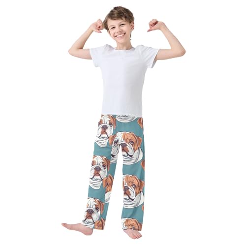 Bulldog Boys Pants Boys Athletic Pants Long Pant for Boywith Pockets Wide-Leg Size 6-14Y3