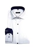 eterna Herren Langarmhemd Business-Hemd Comfort Fit Kent-Kragen unifarben mit schmalen Patch-Streifen (weiß 01, 42)