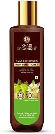 Khadi Organique Amla & Bhringraj Hair Conditioner | Herbal Formula for Strong, Smooth & Shiny Hair | Enhances Natural Color & Strengthens Hair Follicles | SLS & Paraben Free | All Hairs Type | 200 ml