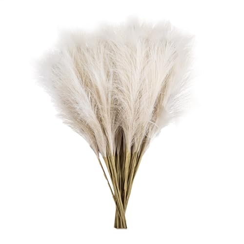 Hierba de las pampas – Hierba de pampa seca natural | Hierba de pampa sintética, flores artificiales bohemias, cañas artificiales grandes y esponjosas, relleno de jarrón de junco, decoración de casa