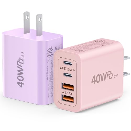 Image of 40W Type C Fast Charger Block, 2Pack Wall Plug Multiport Brick Type C Block