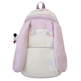 SUFUZEGA Cute Bunny Ear Backpack for Teen Girls Women Daypack for School Travel Work Casual Bookbag with Cute Pendant (Purple)