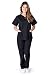 Natural Uniforms Womens Contrast Trim Scallop Scrub Set (Black) (S)