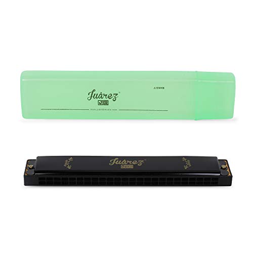 Image of JUAREZ Junior JJ24HB 24 Holes Harmonica Key of C Scale | Mouth Organ | Cover - Aluminium | Comb - Abs | Reed - Brass Black