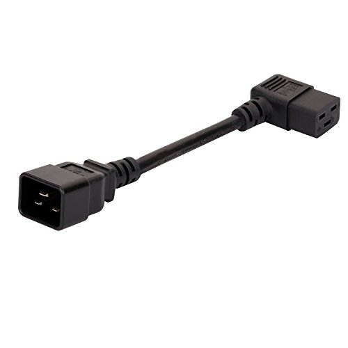 Right Angle Vertical Left Angle IEC 320 C20 to C19 Short Power Adapter Cord,SJT14 AWG Power Cord, L=25CM