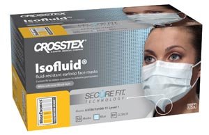 crosstex cr-gciblsf isofluid earloop mask with secure fit blue pack of 50