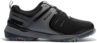 SQAIRZ Speed Men's Athletic Golf Shoes, Golf Shoes, Designed for Balance & Performance, Replaceable Spikes, Waterproof, Golf Shoes Men with Spikes, Mens Golf Shoes, Golf Footwear Black/Grey