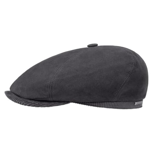 Stetson Kensington Soft Cotton Flatcap Made in EU Cap Cotton Corduroy Breathable Men Autumn Winter Grey XXL (62-63 cm)