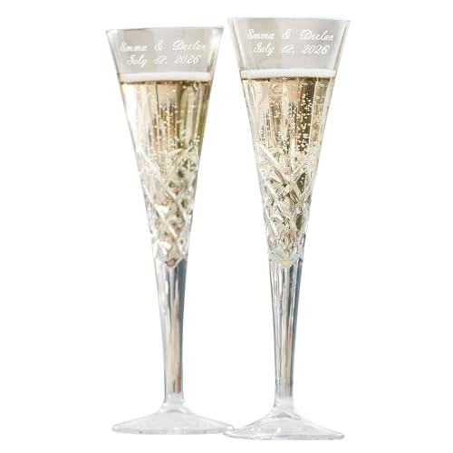 Let's Make Memories Personalized Toasting Flutes - European Fine Crystal - Wedding - Newlyweds...