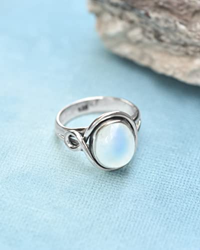 YoTreasure 10x12 MM Rainbow Moonstone in 925 Sterling Silver Solitaire Ring2